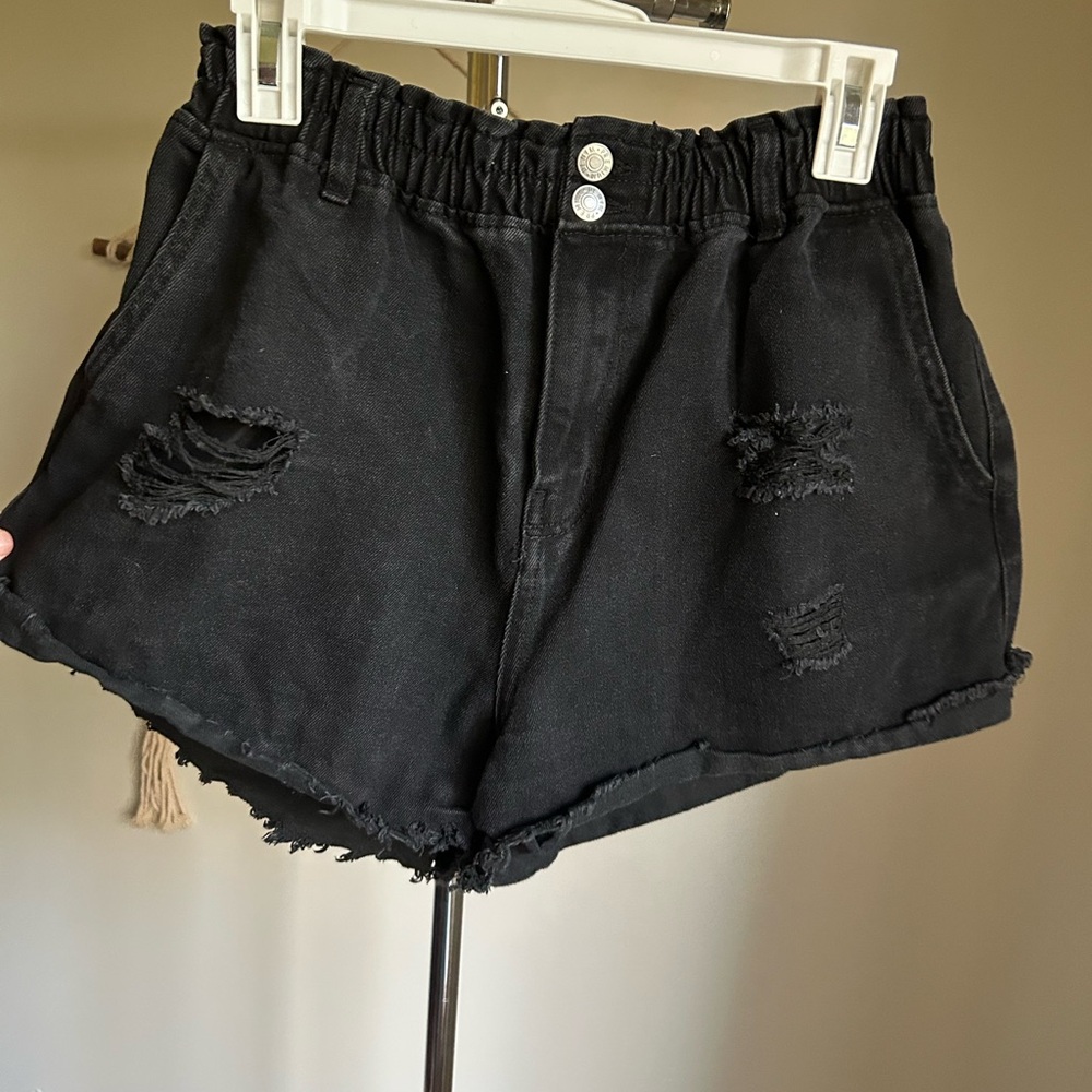 Black Distressed Women's Shorts